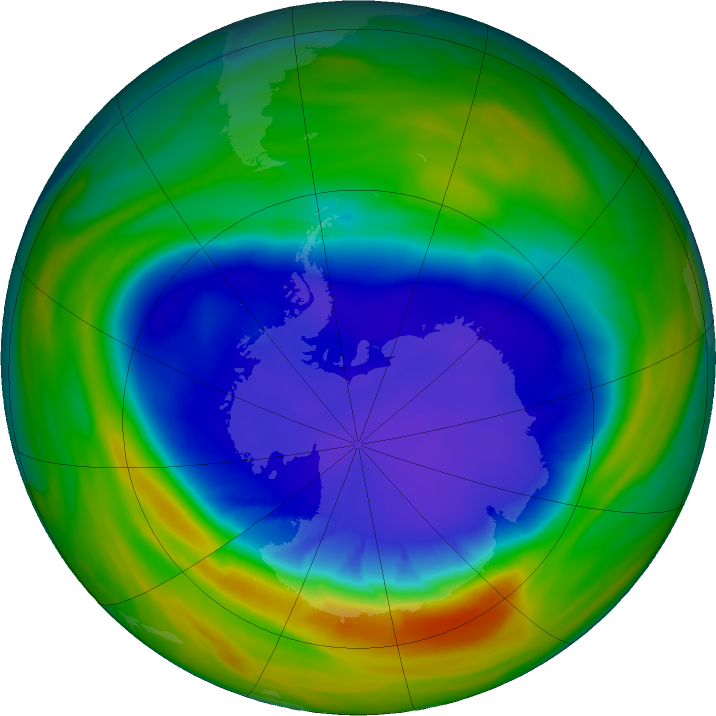 Antarctic ozone map for 17 September 2016